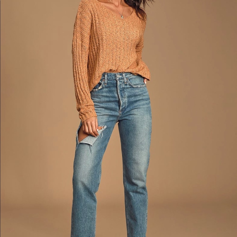 orange rib knit sweater